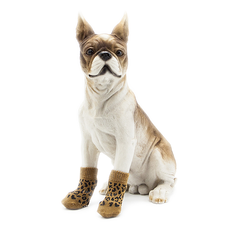 PS032 Leopard print socks for pet dogs are stylish and durable to protect dog paws